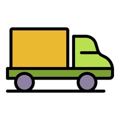 Poster - delivery truck icon. outline delivery truck vector icon color flat isolated