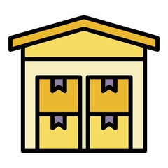 Poster - City warehouse icon. Outline city warehouse vector icon color flat isolated