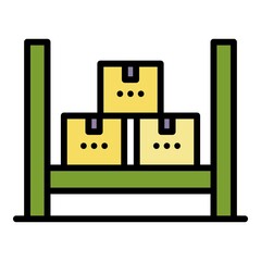 Poster - Logistic parcel stack icon. Outline logistic parcel stack vector icon color flat isolated