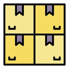 Poster - Carton boxes stack icon. Outline carton boxes stack vector icon color flat isolated