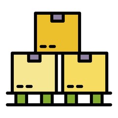 Poster - Shipping parcel icon. Outline shipping parcel vector icon color flat isolated
