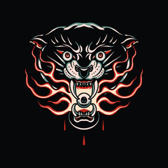 panther tattoo vector design