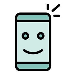 Poster - working smartphone icon. outline working smartphone vector icon color flat isolated