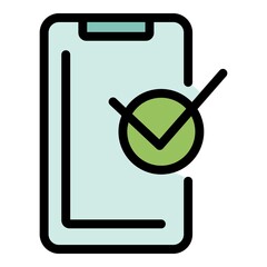 Poster - Warranty smartphone icon. Outline warranty smartphone vector icon color flat isolated