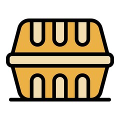 Poster - Plastic lunch box icon. Outline plastic lunch box vector icon color flat isolated