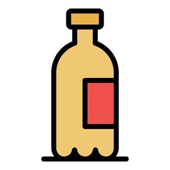 Sticker - Plastic drink bottle icon. Outline plastic drink bottle vector icon color flat isolated
