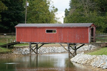 Sticker - Covered bridge over water