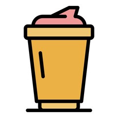 Poster - Latte cup icon. Outline latte cup vector icon color flat isolated