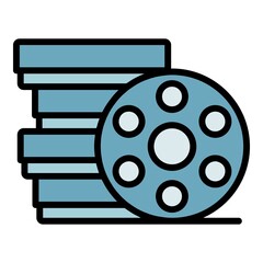 Poster - Cinema reel icon. Outline cinema reel vector icon color flat isolated