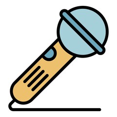 Poster - Microphone icon. Outline microphone vector icon color flat isolated