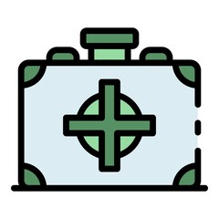 Poster - First aid kit icon. Outline first aid kit vector icon color flat isolated