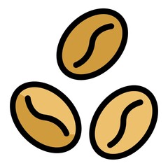 Wall Mural - Coffee grains icon. Outline coffee grains vector icon color flat isolated