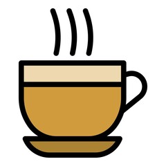 Poster - Hot tea cup icon. Outline hot tea cup vector icon color flat isolated