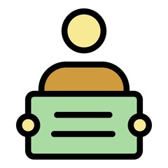 Poster - Unemployed man icon. Outline unemployed man vector icon color flat isolated