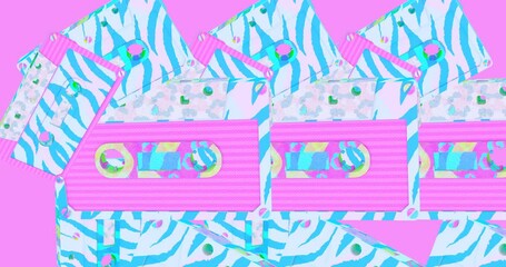 Wall Mural - Minimal motion design. 3d creative audio cassette background 4k video