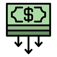 Wall Mural - Money cash icon. Outline money cash vector icon color flat isolated