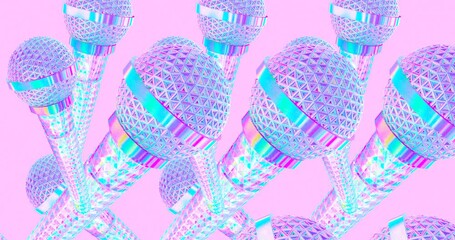Wall Mural - Minimal motion design. 3d creative microphone background 4k video