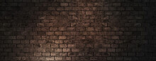 Old Wall Brown Dark Background With Stained Aged Bricks