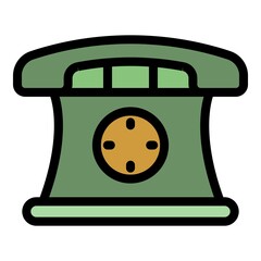 Poster - Phone hot line depression icon. Outline phone hot line depression vector icon color flat isolated