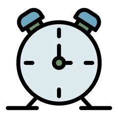 Poster - Alarm clock icon. Outline alarm clock vector icon color flat isolated