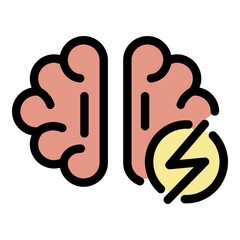 Poster - Brain boost icon. Outline brain boost vector icon color flat isolated