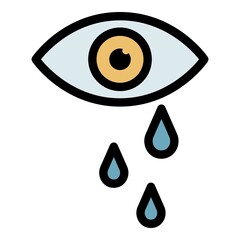 Poster - Tears from eye icon. Outline tears from eye vector icon color flat isolated