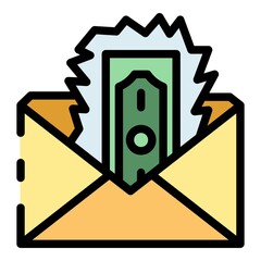 Poster - Loss money envelope icon. Outline loss money envelope vector icon color flat isolated