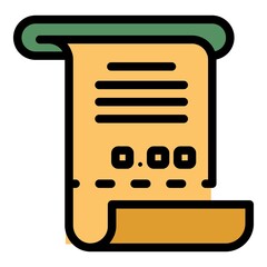Poster - Bankrupt receipt icon. Outline bankrupt receipt vector icon color flat isolated