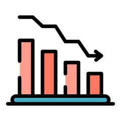 Poster - Lower money graph icon. Outline lower money graph vector icon color flat isolated