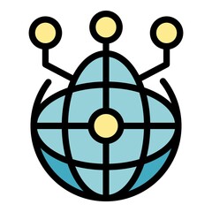 Poster - Global connection icon. Outline global connection vector icon color flat isolated