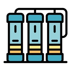 Poster - Three servers icon. Outline three servers vector icon color flat isolated