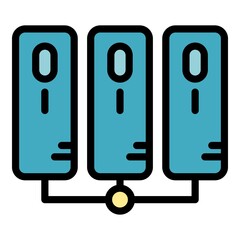 Poster - Servers connected together icon. Outline servers connected together vector icon color flat isolated