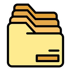 Poster - row of folders icon. outline row of folders vector icon color flat isolated