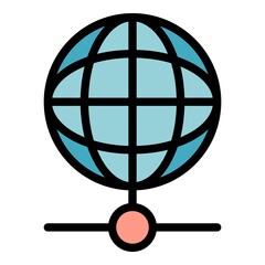Poster - Globe online icon. Outline globe online vector icon color flat isolated