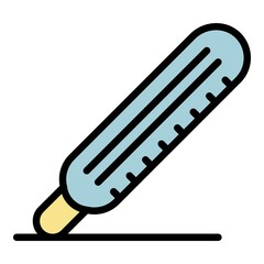 Poster - Thermometer icon. Outline thermometer vector icon color flat isolated