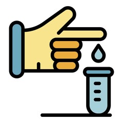 Wall Mural - Finger blood test icon. Outline finger blood test vector icon color flat isolated