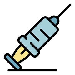Poster - Syringe icon. Outline syringe vector icon color flat isolated