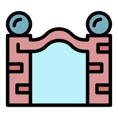 Poster - Brick arch gates icon. Outline brick arch gates vector icon color flat isolated