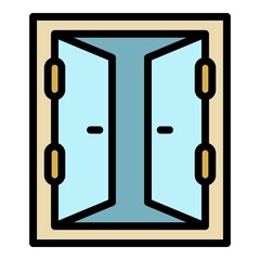 Poster - The door to the shed icon. Outline the door to the shed vector icon color flat isolated