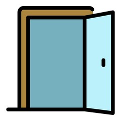 Poster - open room door icon. outline open room door vector icon color flat isolated