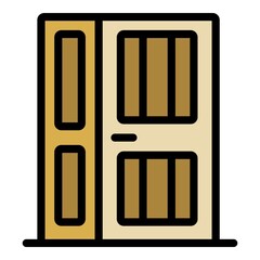 Poster - Closed front door icon. Outline closed front door vector icon color flat isolated