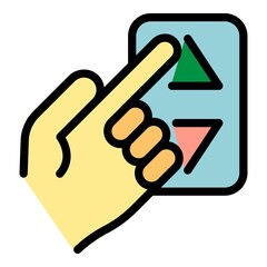 Poster - finger calls the elevator icon. outline finger calls the elevator vector icon color flat isolated
