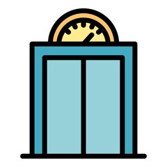 Poster - Elevator with analogue pitch icon. Outline elevator with analogue pitch vector icon color flat isolated