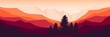 sunset at moutain canyon vector illustration good for wallpaper, backdrop, banner, background, tourism design, web design and design template