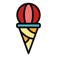 Poster - Ice cream cone ball icon. Outline ice cream cone ball vector icon color flat isolated