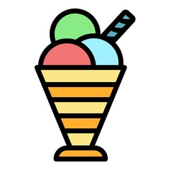 Sticker - Fruit milkshake icon. Outline fruit milkshake vector icon color flat isolated