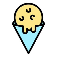 Poster - Ice cream cone icon. Outline ice cream cone vector icon color flat isolated