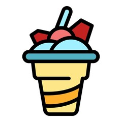 Poster - Milkshake icon. Outline milkshake vector icon color flat isolated