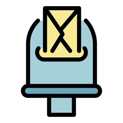 Poster - Envelope mailbox icon. Outline envelope mailbox vector icon color flat isolated