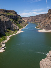 Snake River Valley At Shoshone Falls And In Idaho During Summer.
